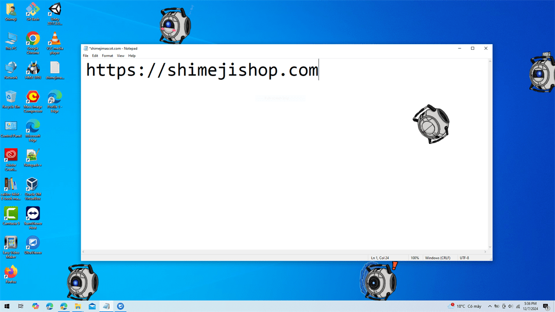 Wheatley Shimeji on Desktop