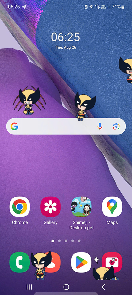Wolverine Shimeji on Mobile