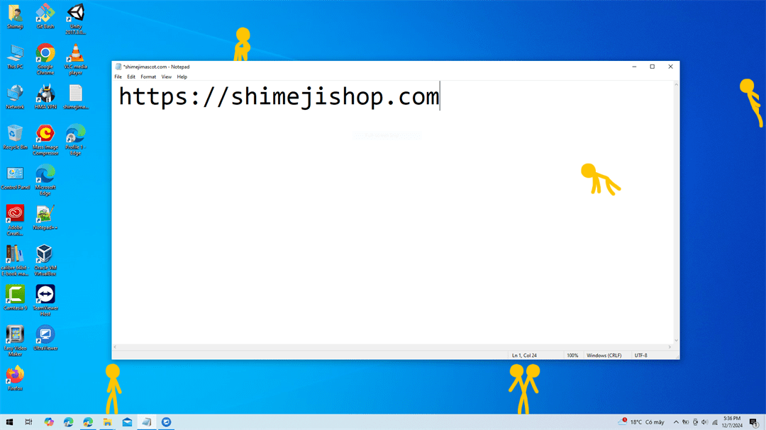 Yellow Shimeji on Desktop