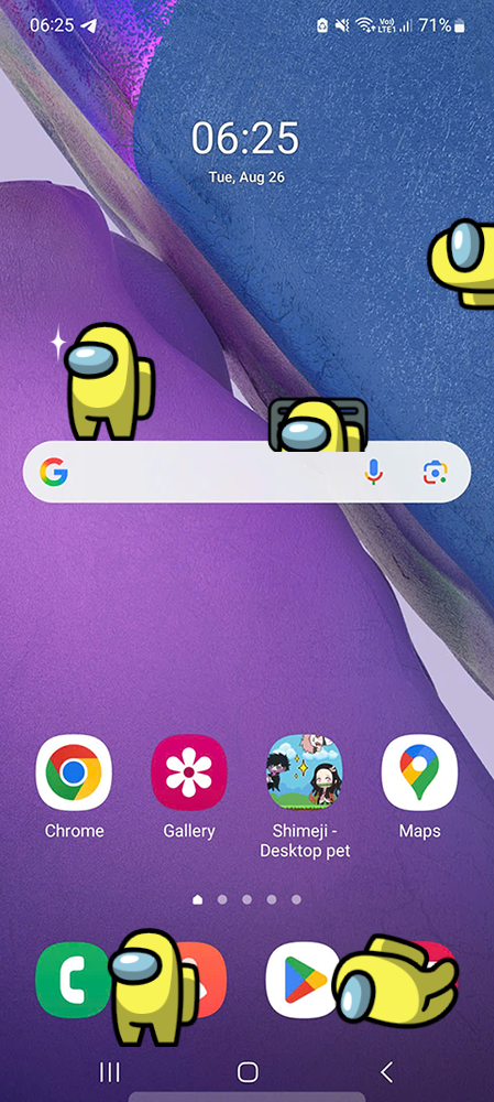 Yellow Shimeji on Mobile