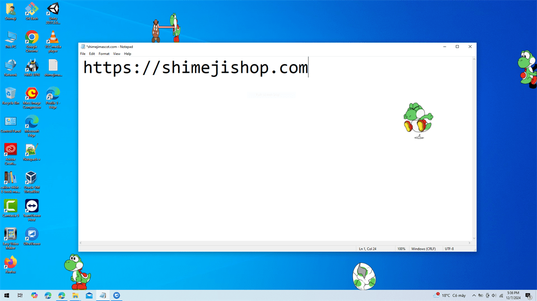 Yoshi Shimeji on Desktop