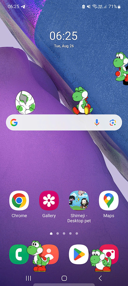 Yoshi Shimeji on Mobile