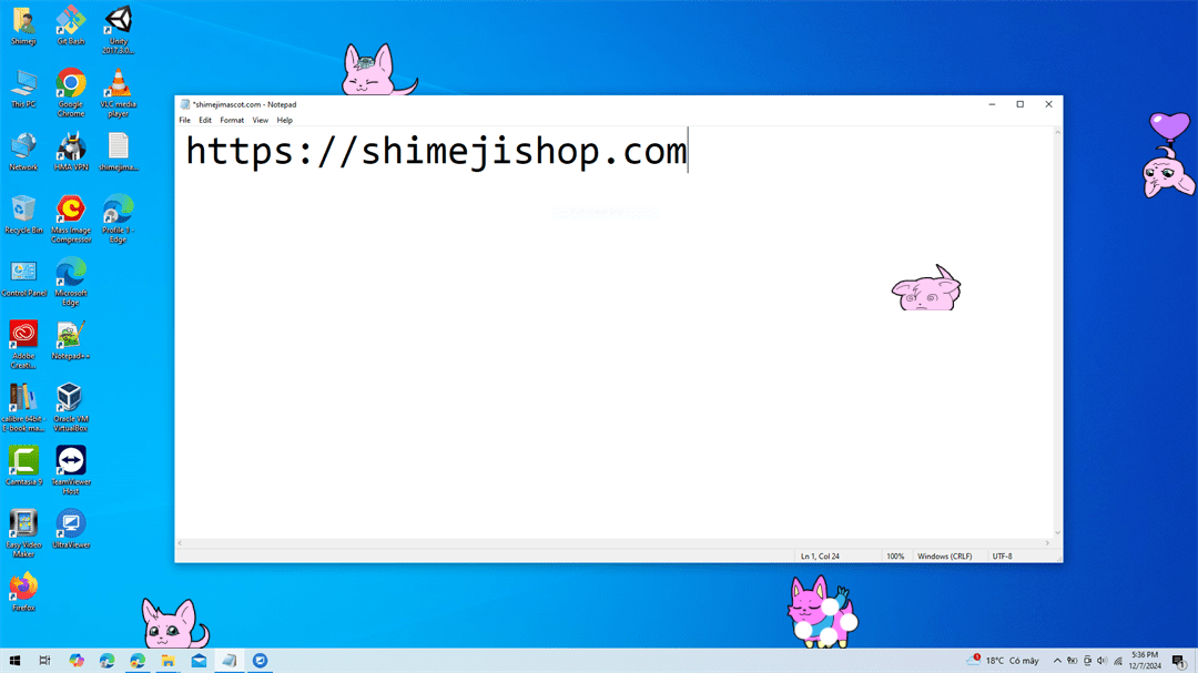 Yumon Shimeji on Desktop