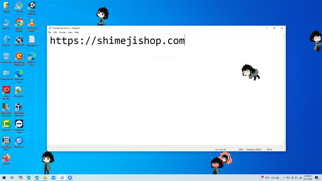 Yuri Briar Shimeji on Desktop