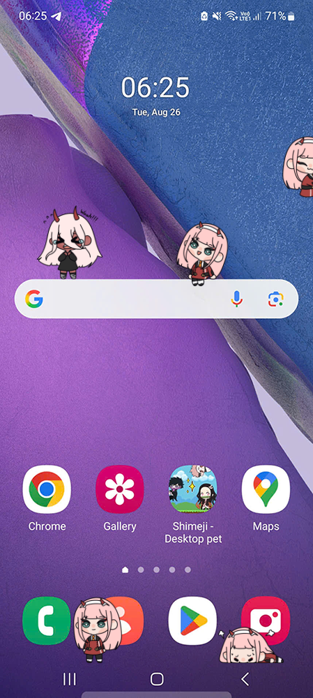 Zero Two Shimeji on Mobile