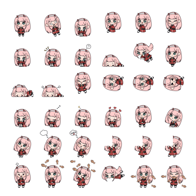 Zero Two Shimeji Sprite Preview