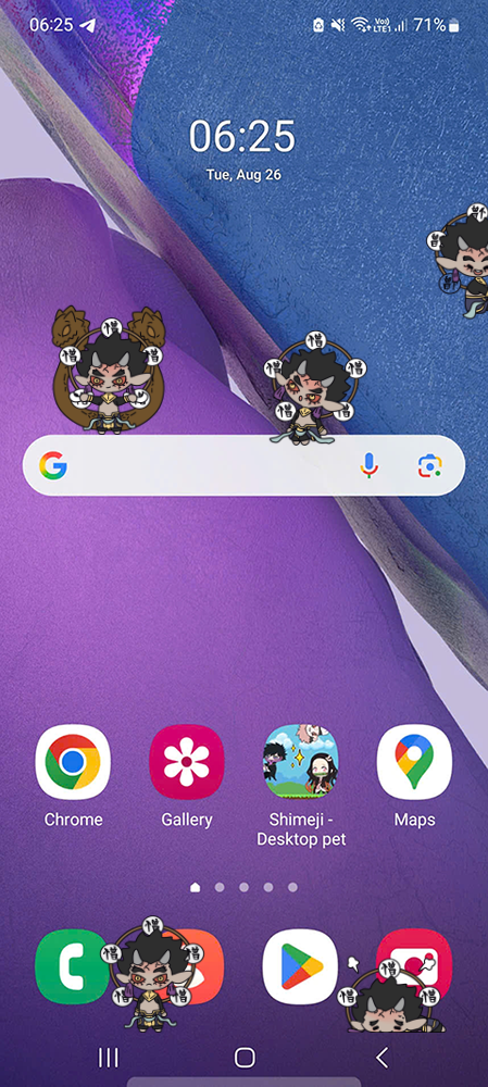 Zoe Hakuten Shimeji on Mobile