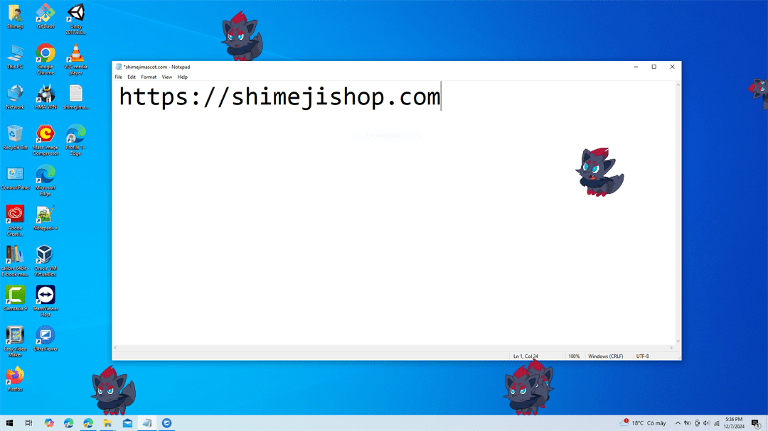 Zorua Shimeji on Desktop