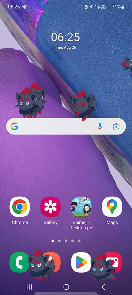 Zorua Shimeji on Mobile