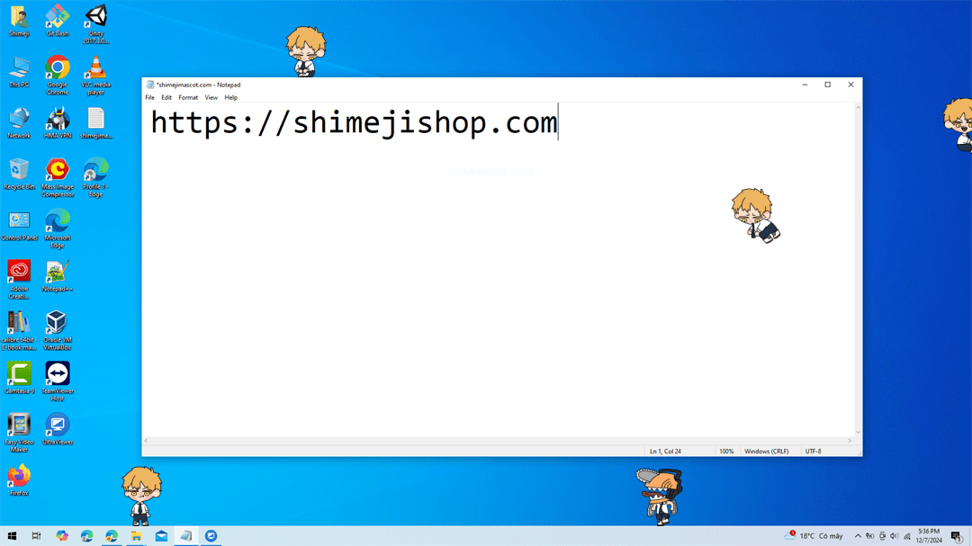 Denji Shimeji on Desktop