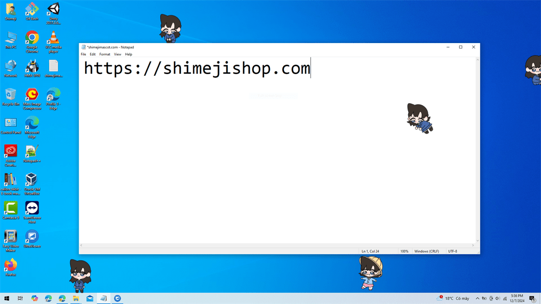 Ran Mouri Shimeji on Desktop