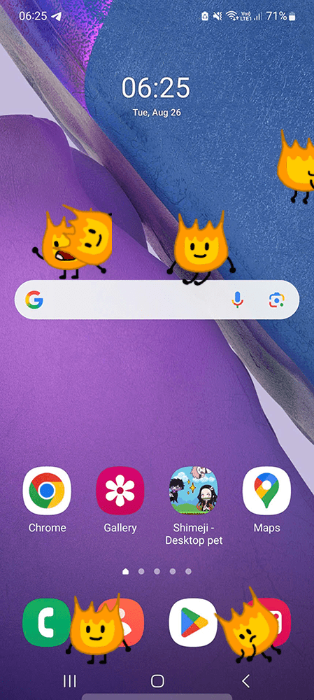 Firey Shimeji on Mobile