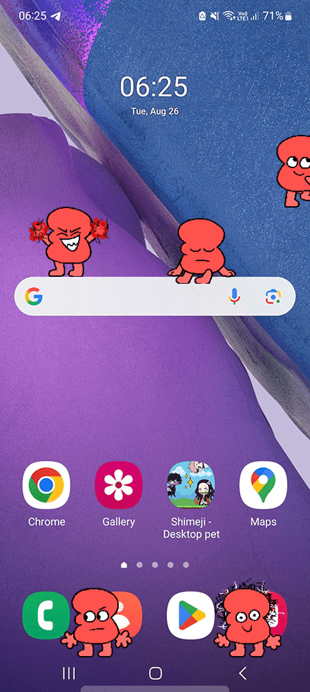 Three Shimeji on Mobile