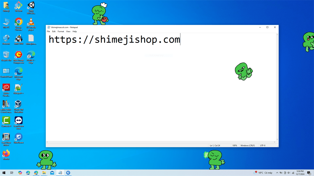 Two Shimeji on Desktop