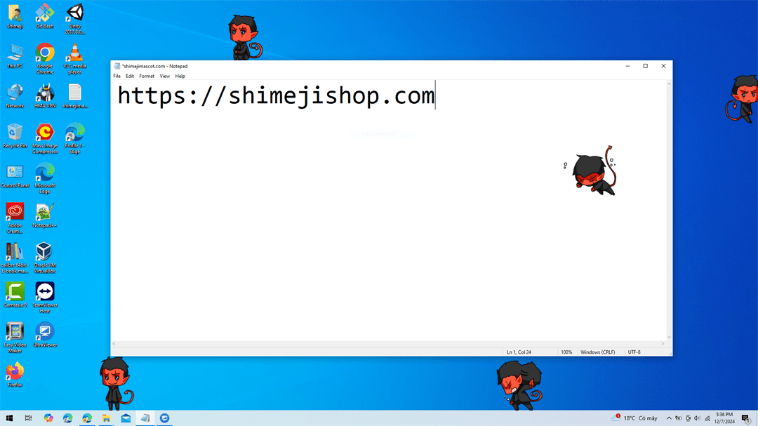 Azazel Shimeji on Desktop