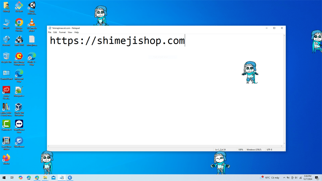 Blublu Shimeji on Desktop