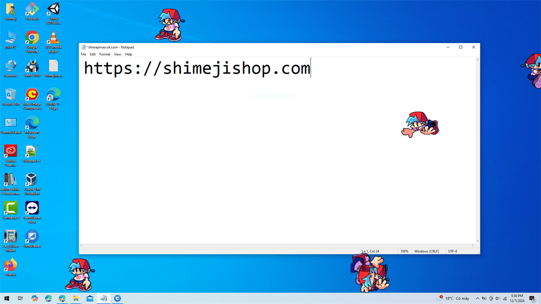 Boyfriend Shimeji on Desktop