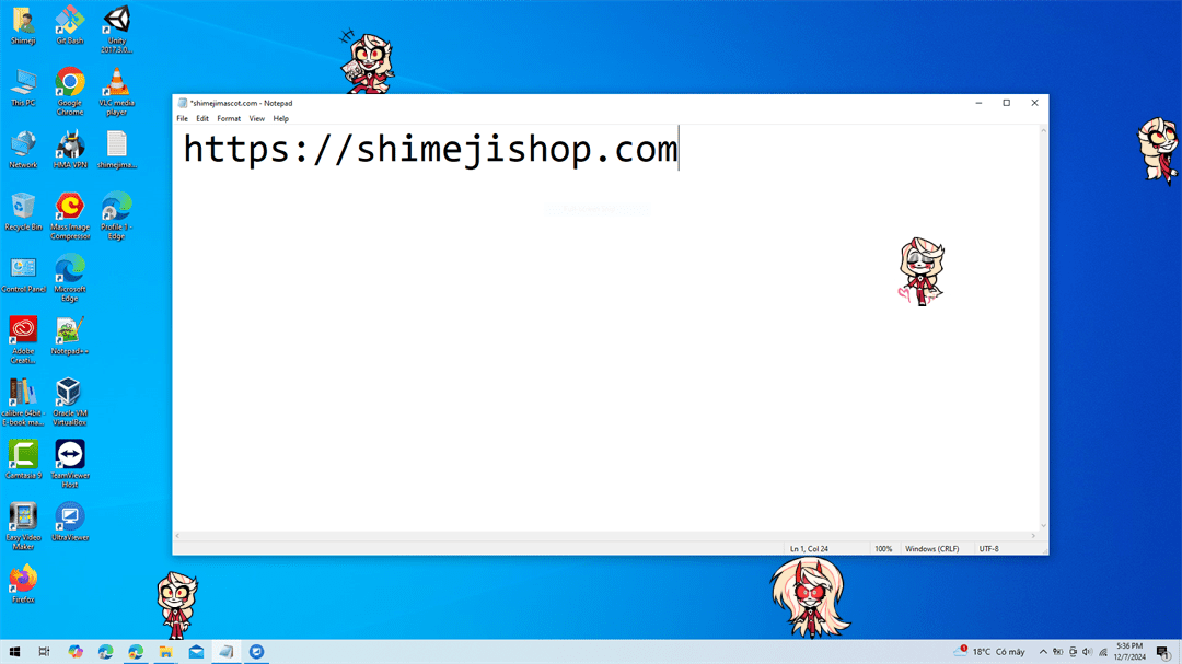 Charlie Morningstar Shimeji on Desktop