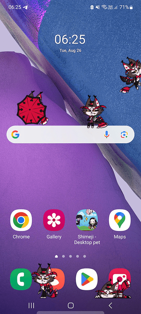 Husker Shimeji on Mobile