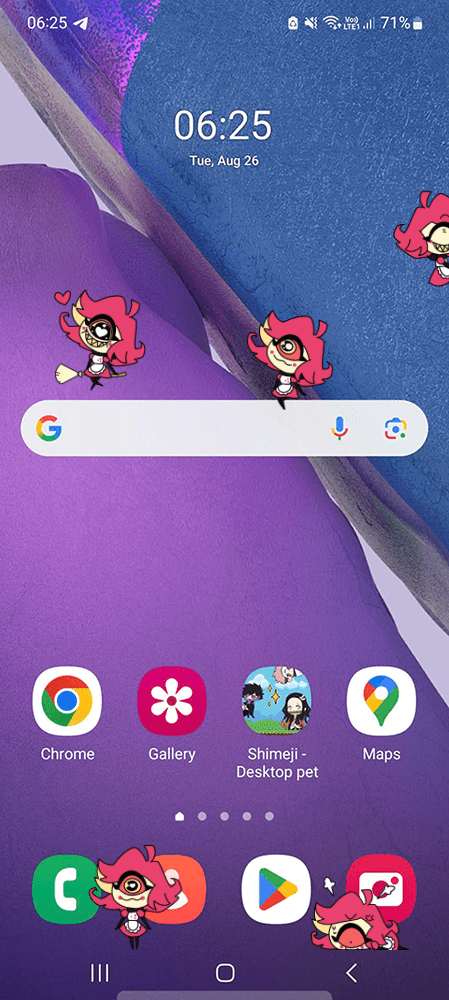 Niffty Shimeji on Mobile