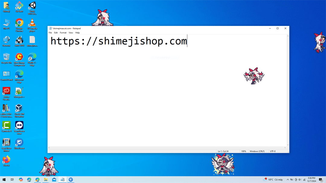 Vaggie Shimeji on Desktop