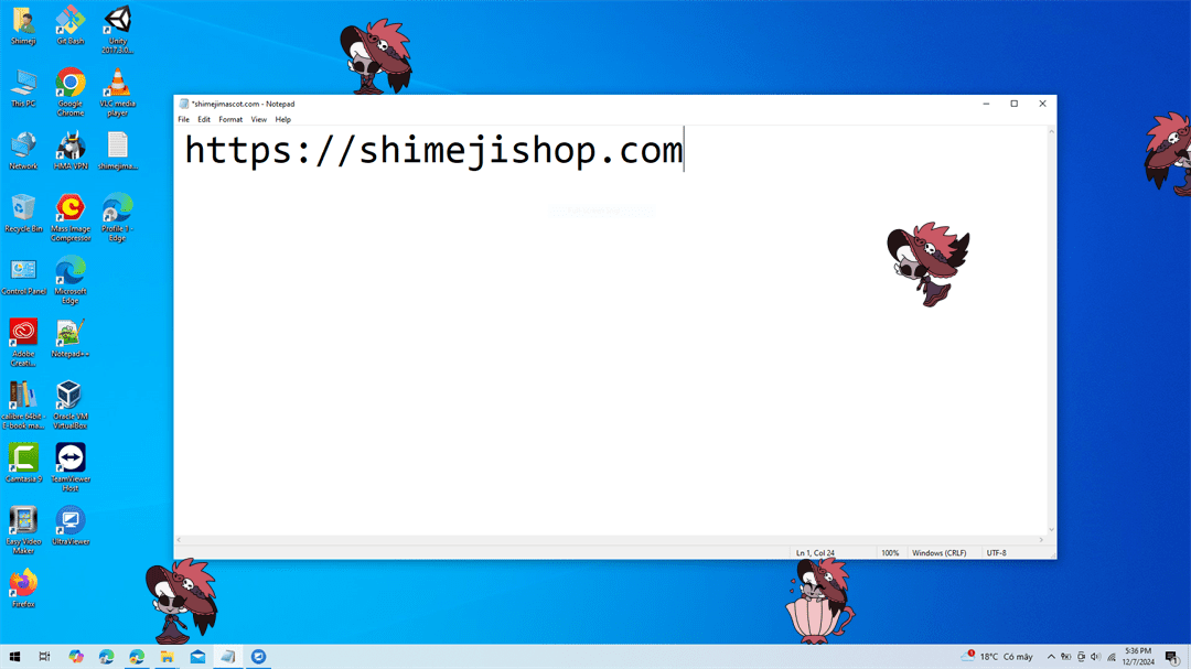 Rosie Shimeji on Desktop