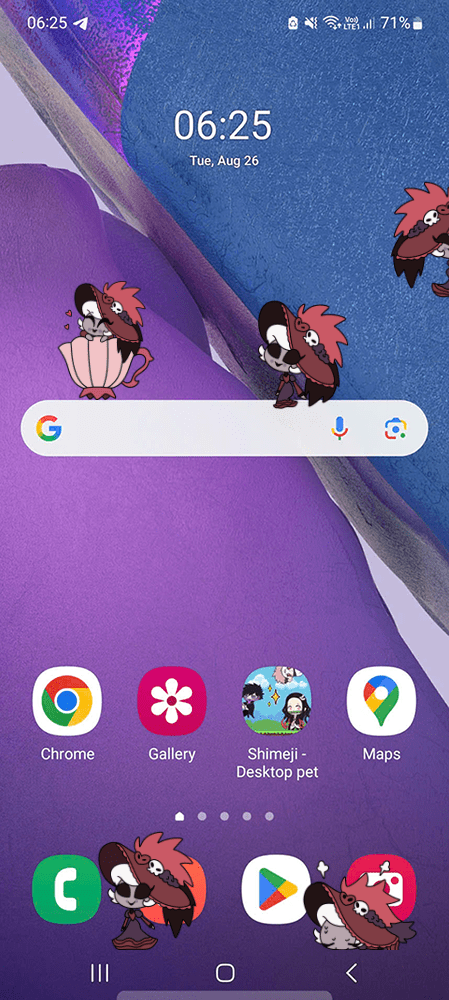 Rosie Shimeji on Mobile