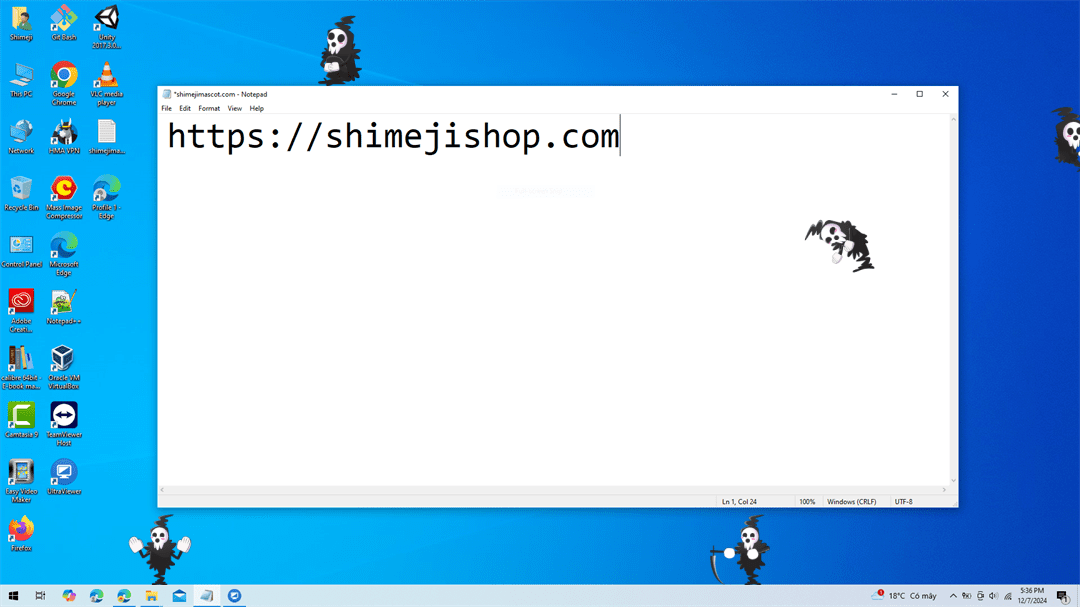 Lord Death Shimeji on Desktop