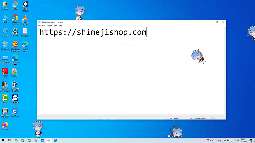 Rem Shimeji on Desktop