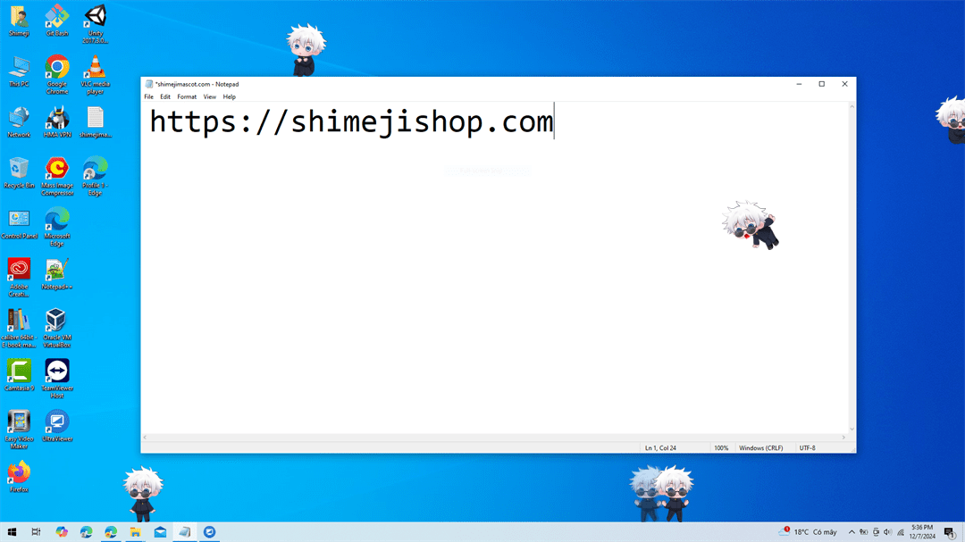 Satoru Gojo Shimeji on Desktop
