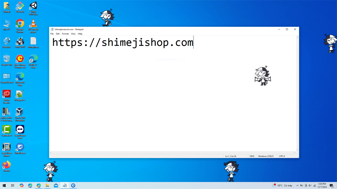 Zip Shimeji on Desktop