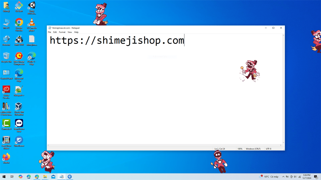 Caine Shimeji on Desktop