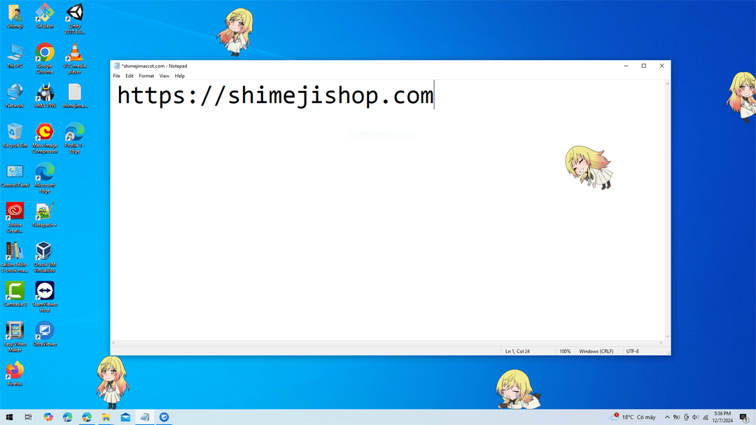 Mei Kinosaki Shimeji on Desktop