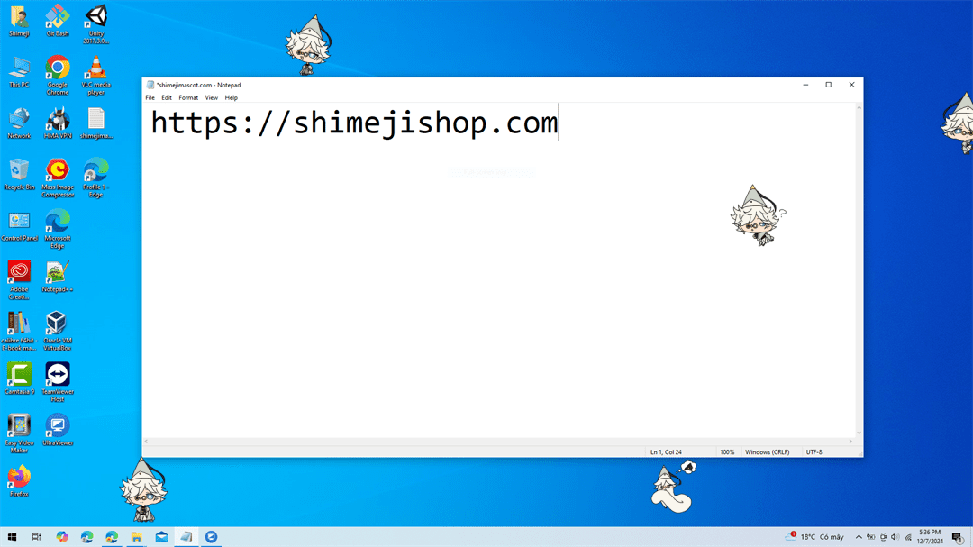 Qifrey Shimeji on Desktop