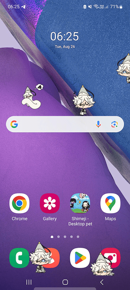 Qifrey Shimeji on Mobile