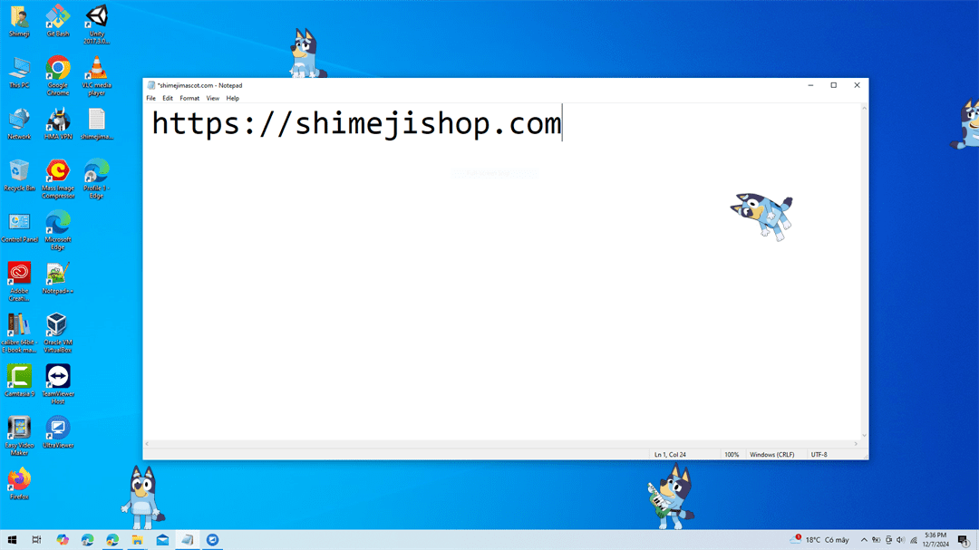 Bluey Shimeji on Desktop