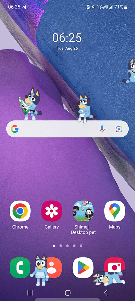 Bluey Shimeji on Mobile