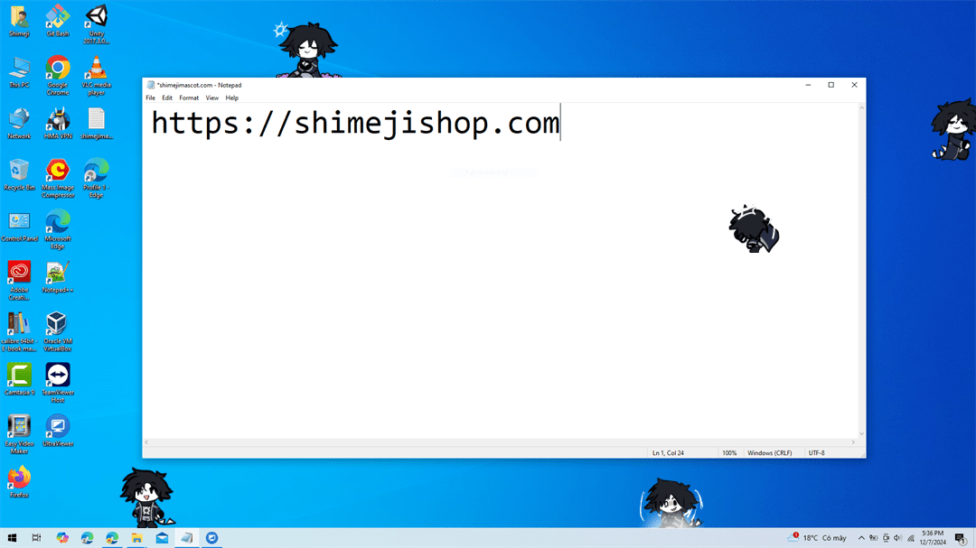 Two Time Shimeji on Desktop