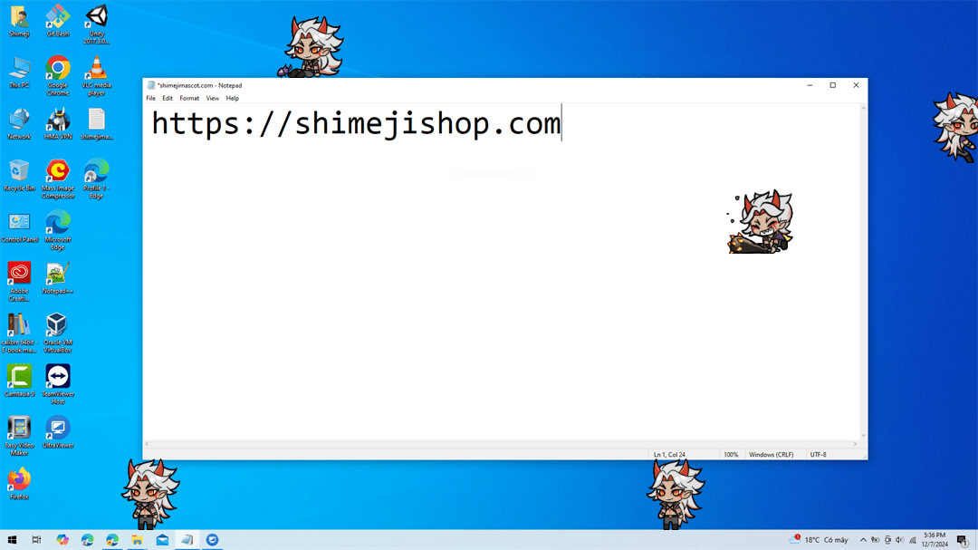 Arataki Itto Shimeji on Desktop