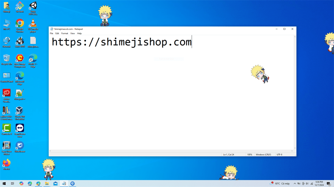 Minato Namikaze Shimeji on Desktop