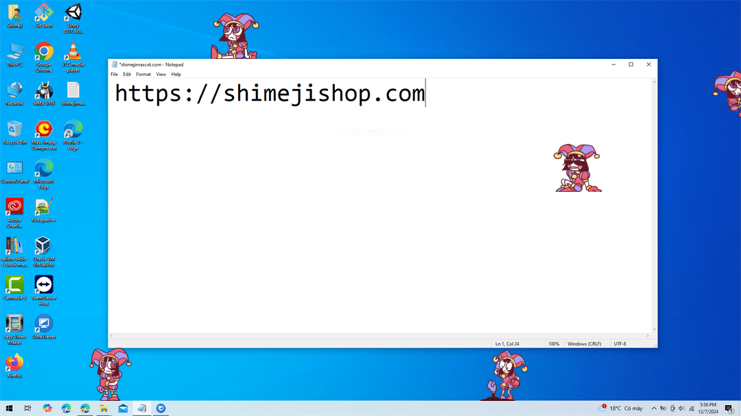 Pomni Shimeji on Desktop