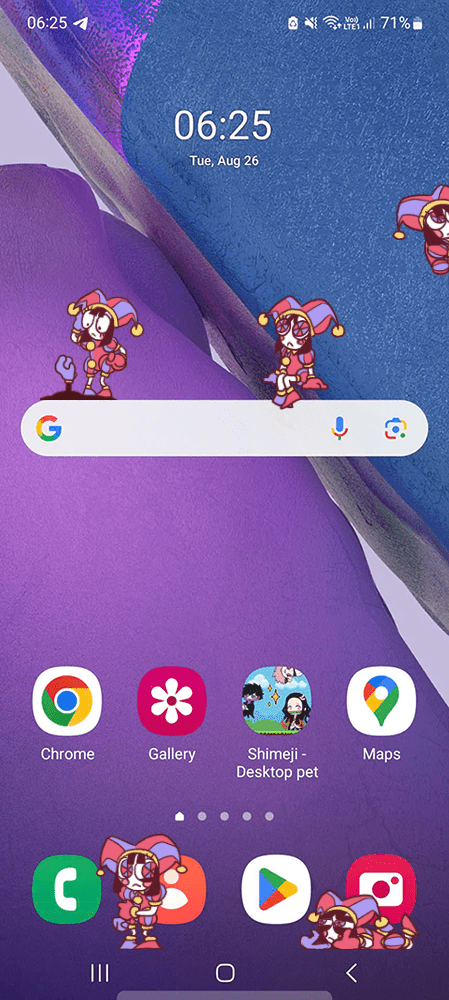Pomni Shimeji on Mobile