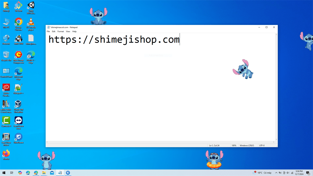 Stitch Shimeji on Desktop