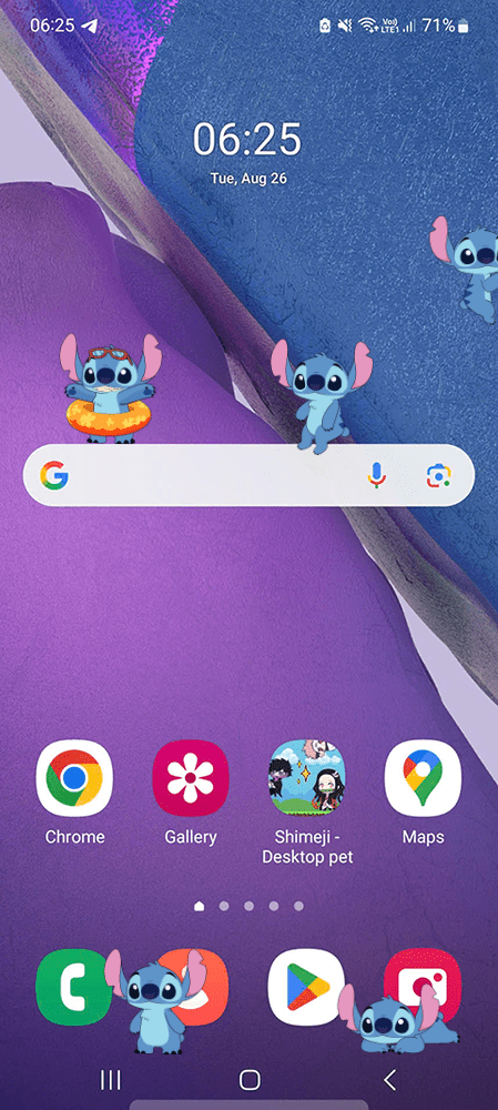 Stitch Shimeji on Mobile