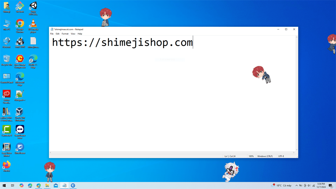 Jin Enjoji Shimeji on Desktop