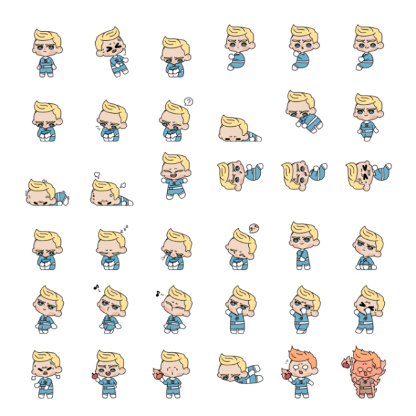 Johnny Storm Shimeji 46 images in one frame - Fantastic Four desktop pet