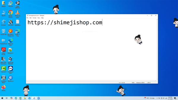 Desktop screen with Aoi Todo Shimeji running around, adding a touch of fun and interactivity.