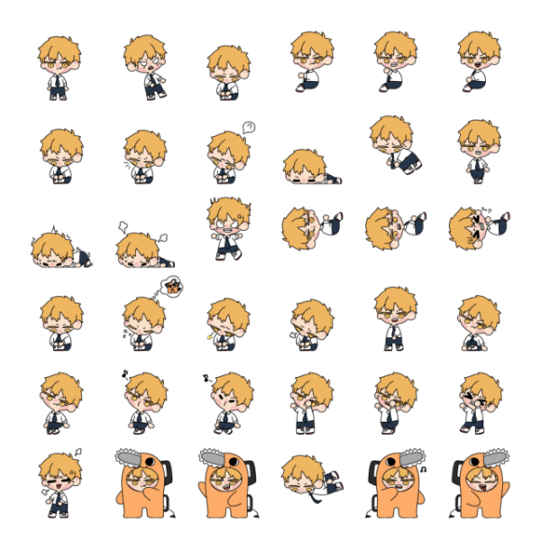 Denji Shimeji 46 images in one frame - Chainsaw Man desktop pet