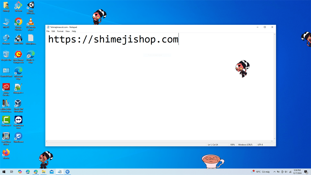 Desktop screen with Blitzo Buckzo Shimeji running around, adding a touch of fun and interactivity.