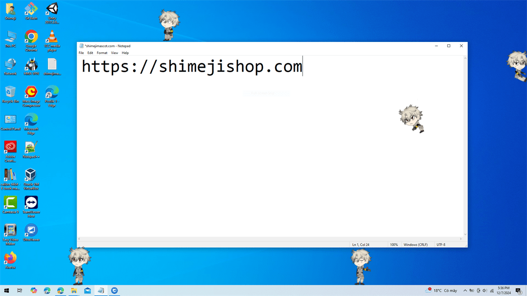 Desktop screen with Rudo Surebrec Shimeji running around, adding a touch of fun and interactivity.